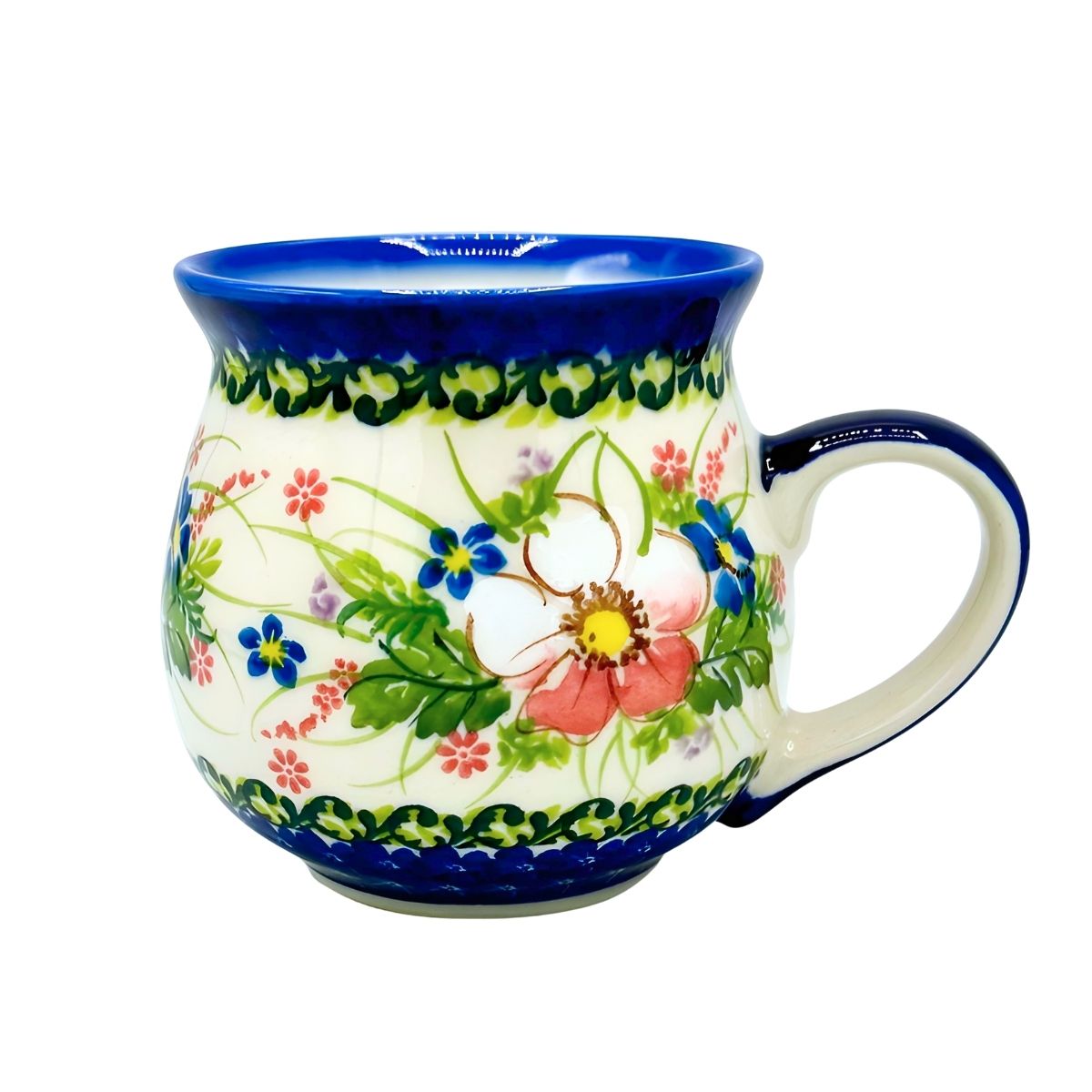 Polish Pottery Pink Flower XL Bubble Mug
