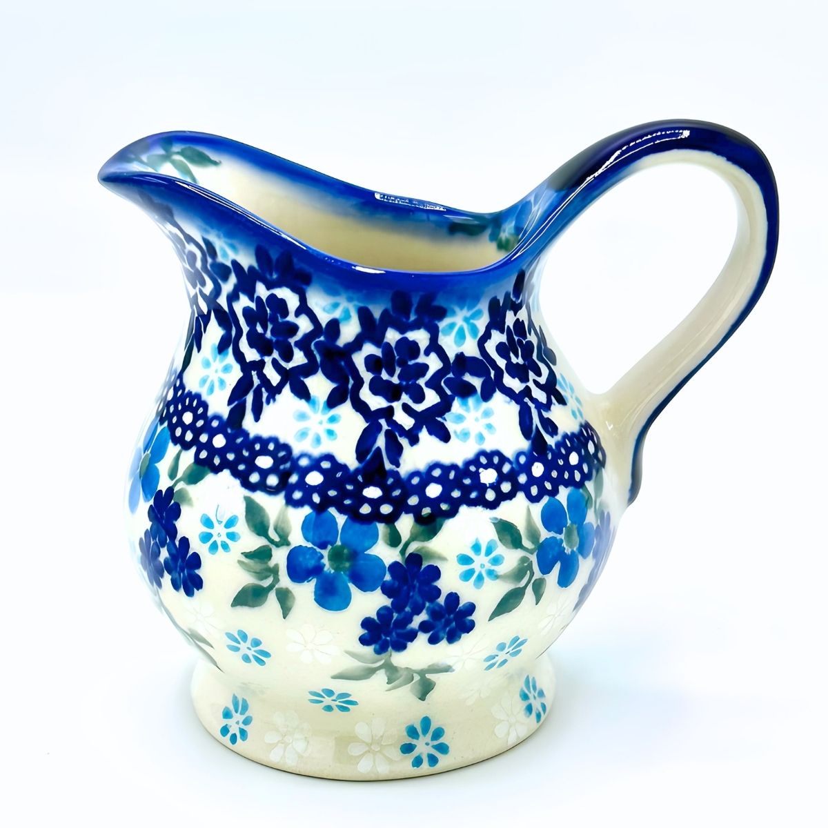 Polish Pottery Blue Floral Allegro Creamer