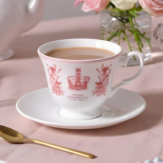 Victoria Eggs Queen Elizabeth II Commemorative Teacup and Saucer