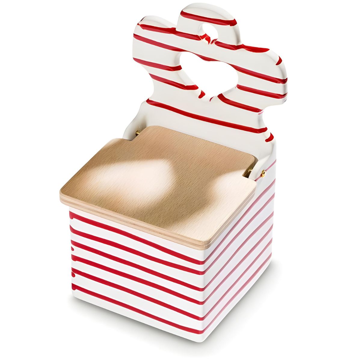 Gmundner Keramik Dizzy Red Salt Cellar with Wood Lid - Retired