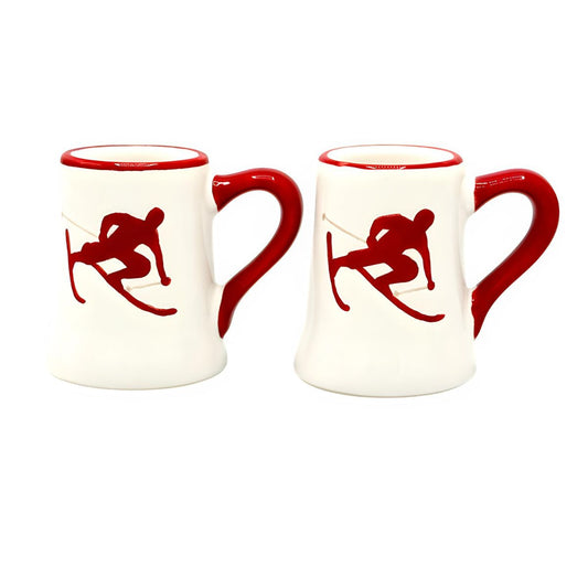 Gmundner Keramik Red, Toni the Skier Mug Shooter - Set/2 - Retired - LAST ONE