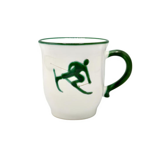 Gmundner Keramik Green, Toni the Skier Chocolate Mug - Retired - LAST ONE
