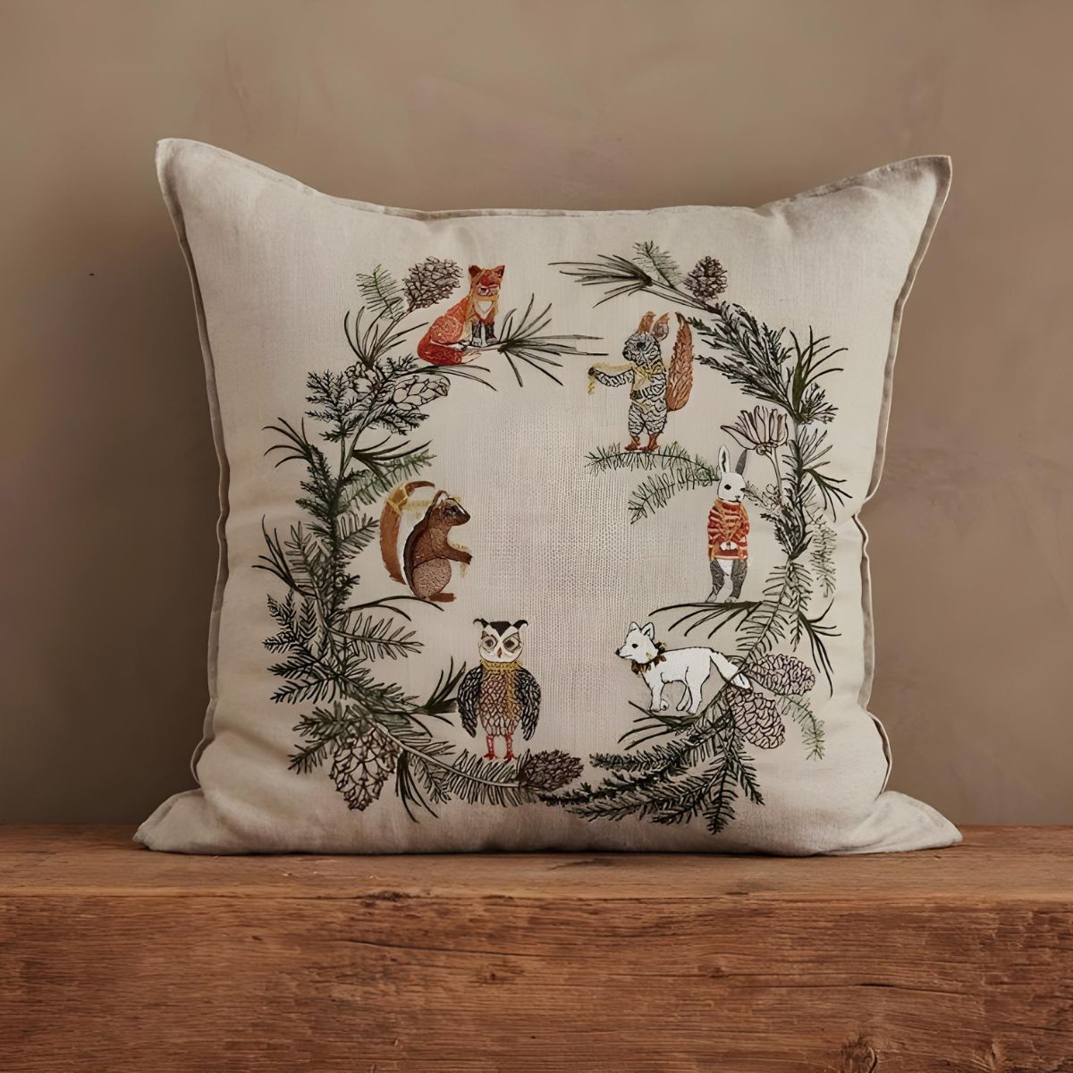 Coral & Tusk Tree Trimmers Wreath Pillow