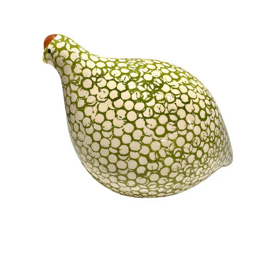 Les Ceramiques de Lussan Quail White Spotted Green Splashes