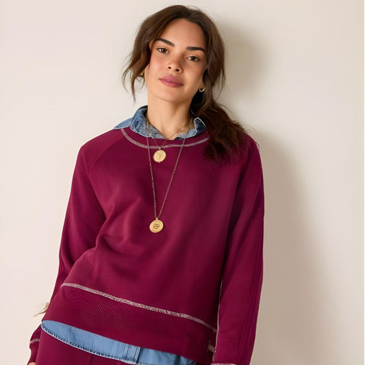 Mersea Frenchie Tie Side Crewneck - Winterberry