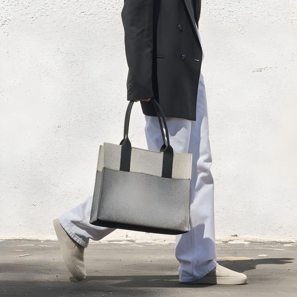 Graf Lantz Jaunt Midi Merino Wool Tote Granite, Heather White & Black