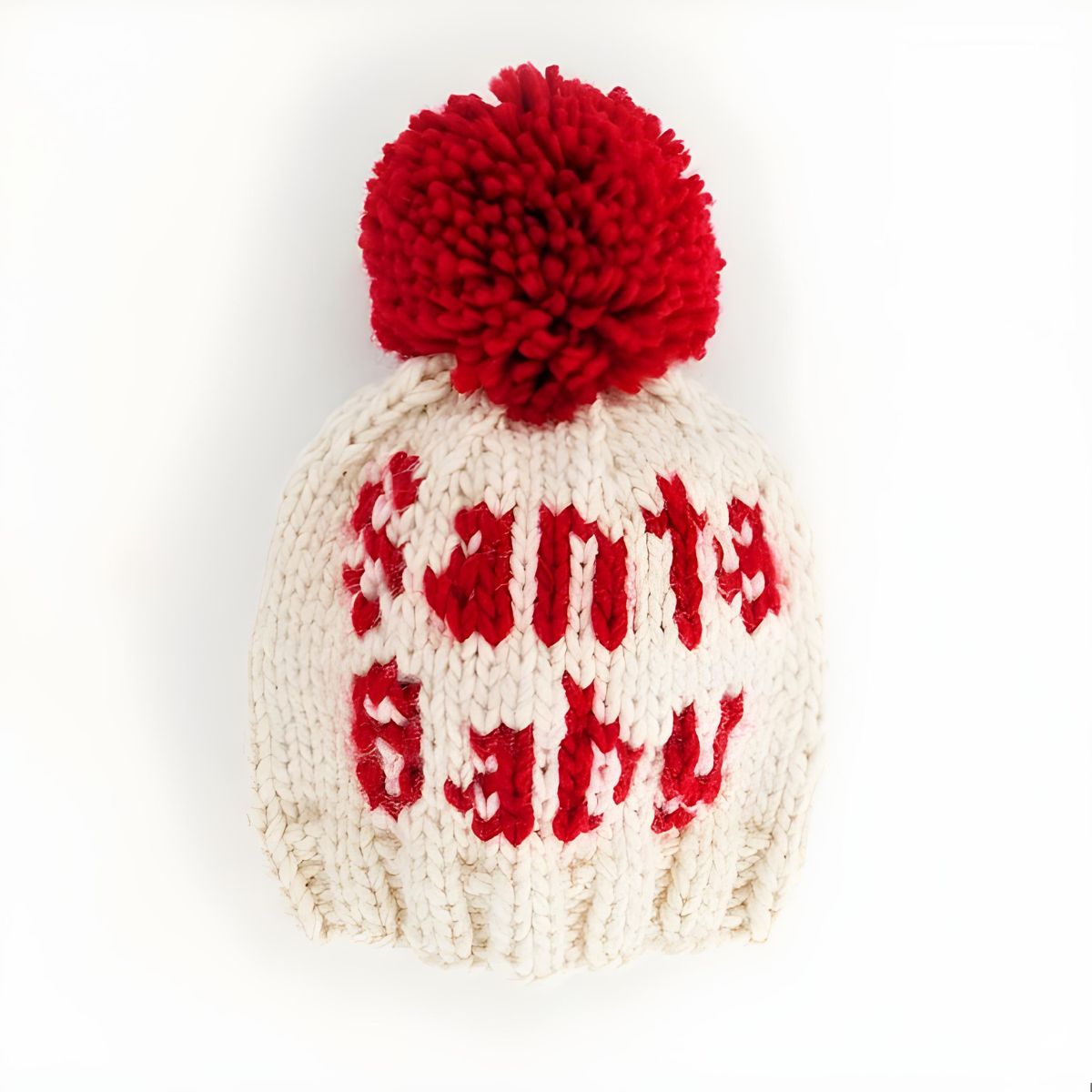Huggalugs Santa Baby Hand Knit Baby Beanie Hat - 6-24 months