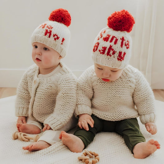 Huggalugs Santa Baby Hand Knit Baby Beanie Hat - 6-24 months
