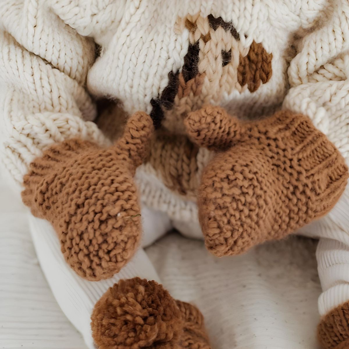 Huggalugs Garter Stitch Baby Mittens - 6-24 months