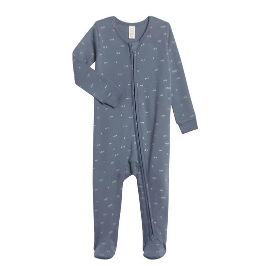 Colored Organics Peyton Zipper Sleeper - Tridot / Denim + Mist