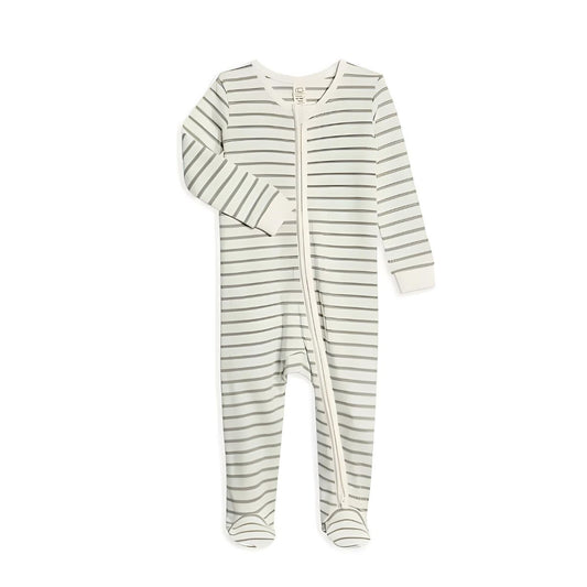 Colored Organics Peyton Footed Sleeper - Vitto Stripe / Jade 6-12 months