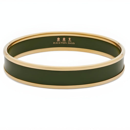 Halcyon Days Green & Gold Enamel Bangle - SMALL
