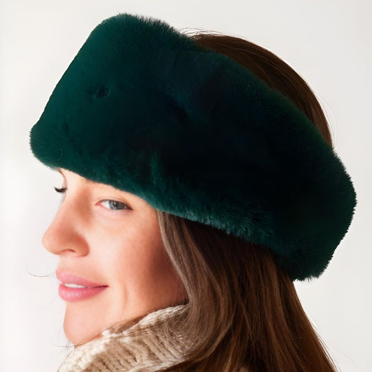 Mersea Cozy Cabin Faux Fur Headband - Pine