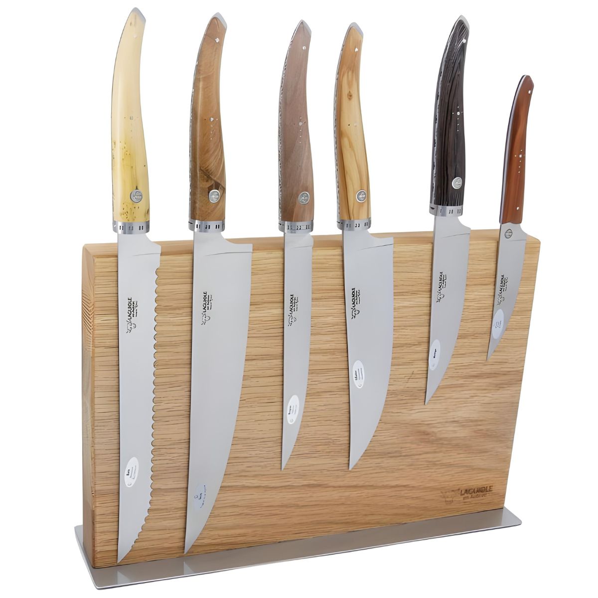 Laguiole en Aubrac Gourmet Cuisine 7 piece Kitchen Knife Set On Magnetic Block