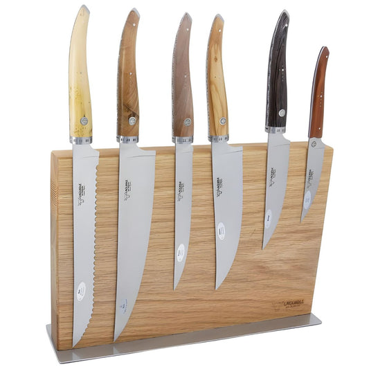 Laguiole en Aubrac Gourmet Cuisine 7 piece Kitchen Knife Set On Magnetic Block