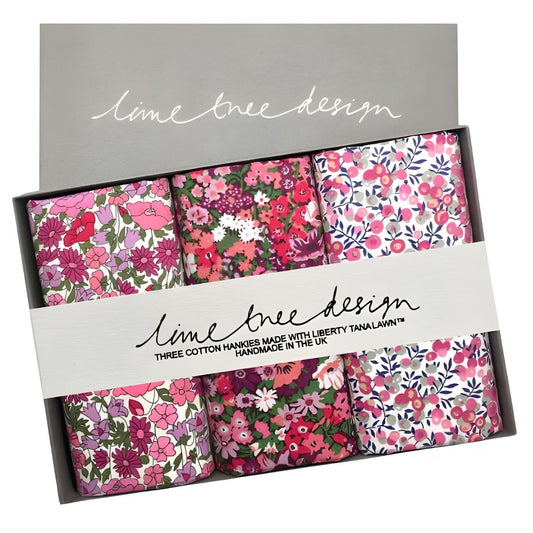 Lime Tree Design Box of 3 Pink Hankies - Tickled Pink