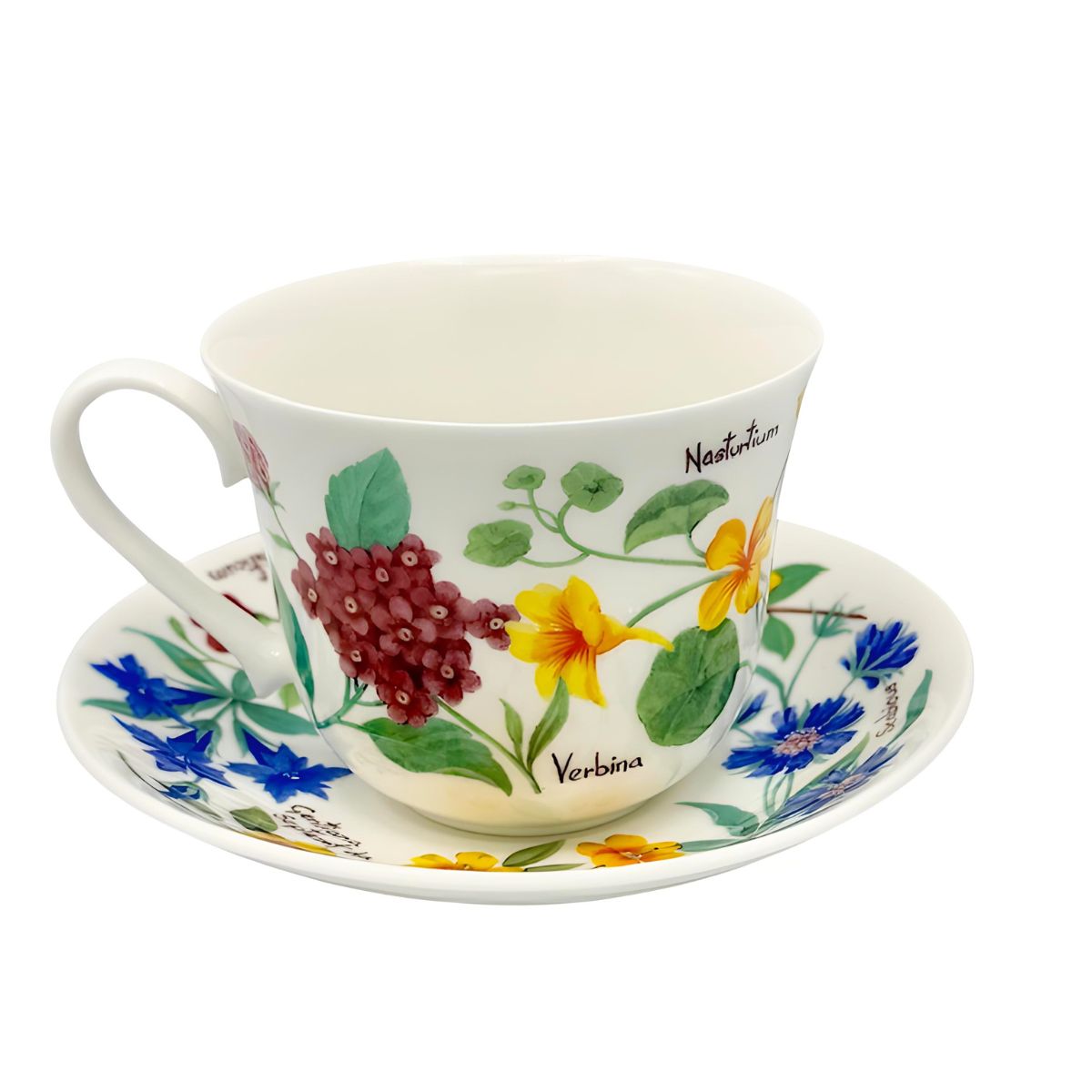 Roy Kirkham Garden Flowers Fine Bone China Large Breakfast Cup & Saucer