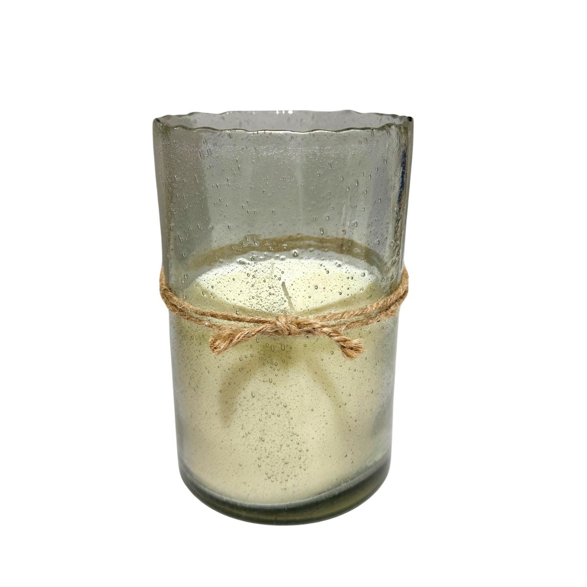 Himalayan Clear Artisan Blown Glass Hurricane Candle - Tobacco Bark