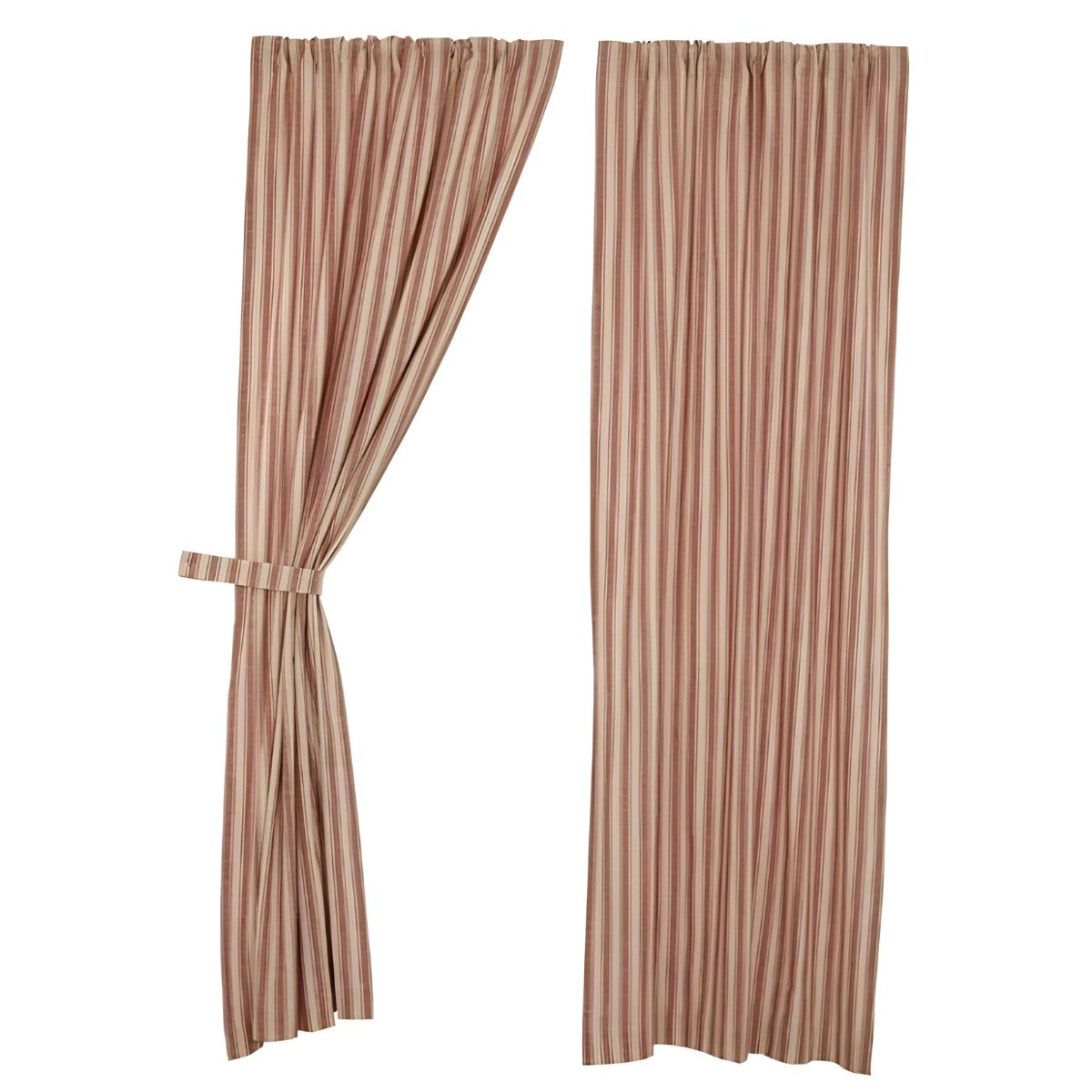 Market Place Red Ticking Stripe Panel Set of 2 - 96Lx50W