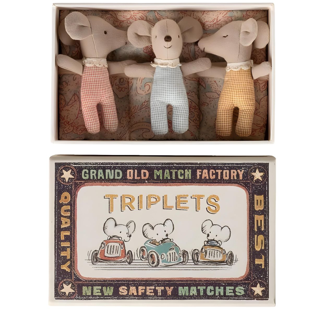 Maileg Triplets Baby Mice in Matchbox
