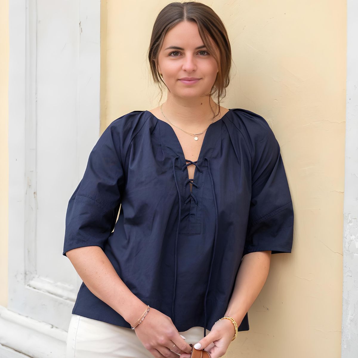 Mersea Lacy Tie Top - Navy