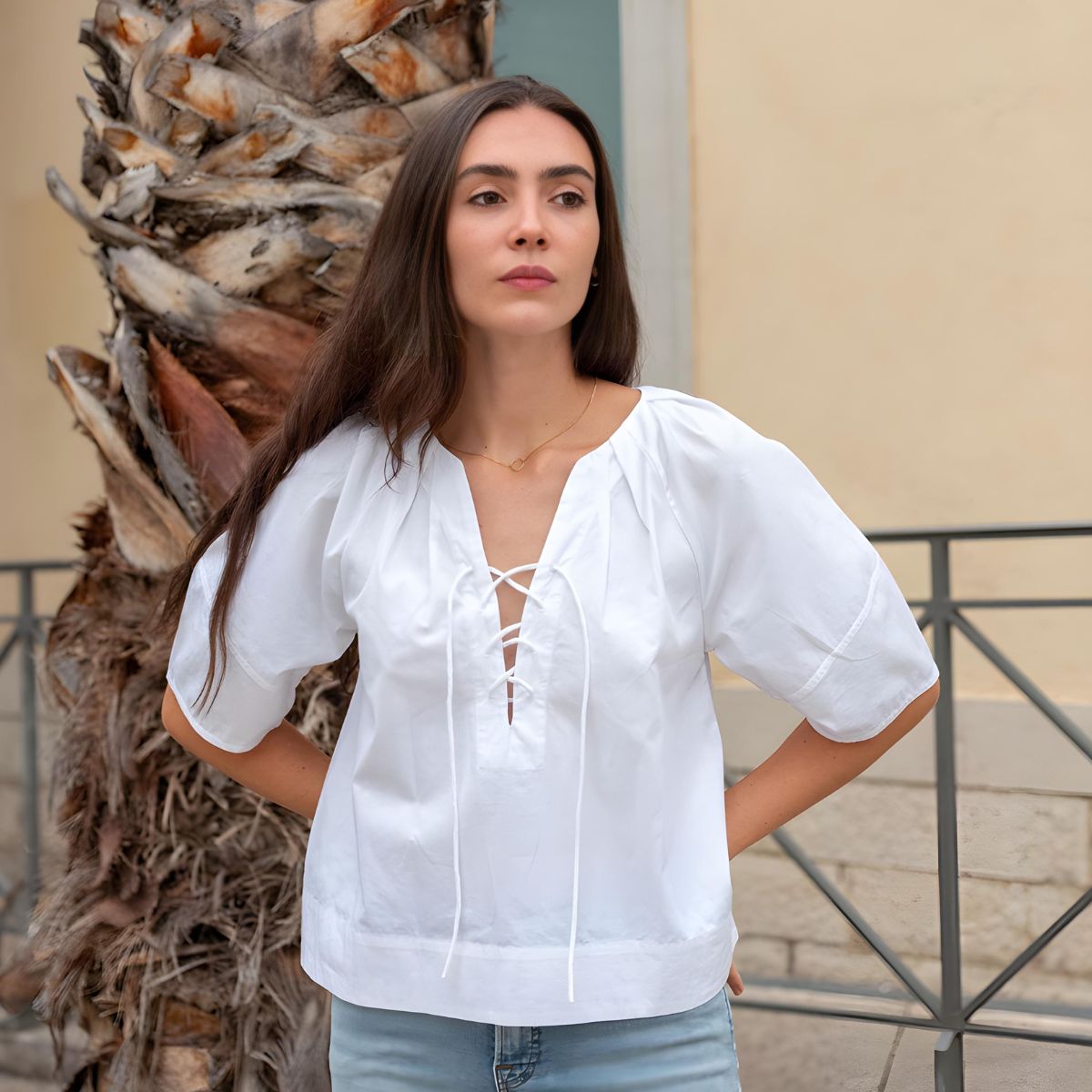 Mersea Lacy Tie Top - White