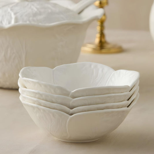 Le Jardin White Cabbage 3-D Cereal Bowl - Set of 4
