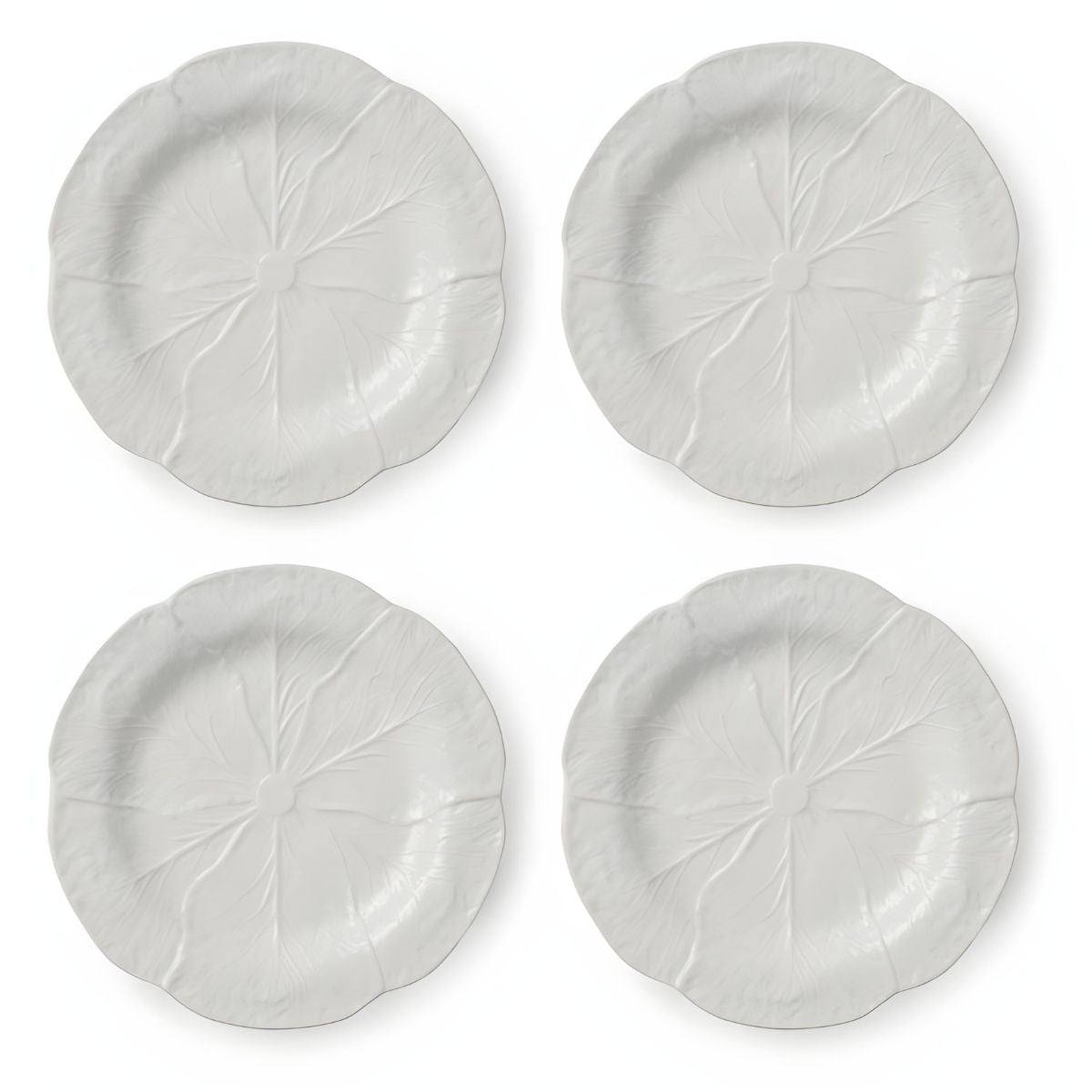 Le Jardin White Cabbage 3-D Salad Plate - Set of 4