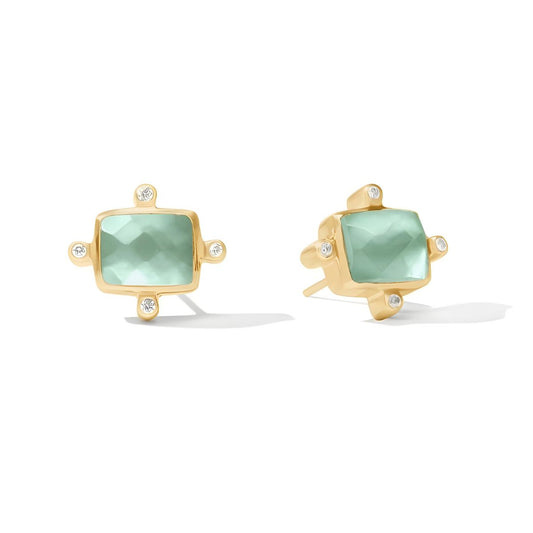 Julie Vos Clara Stud Earrings - Iridescent Aquamarine Blue