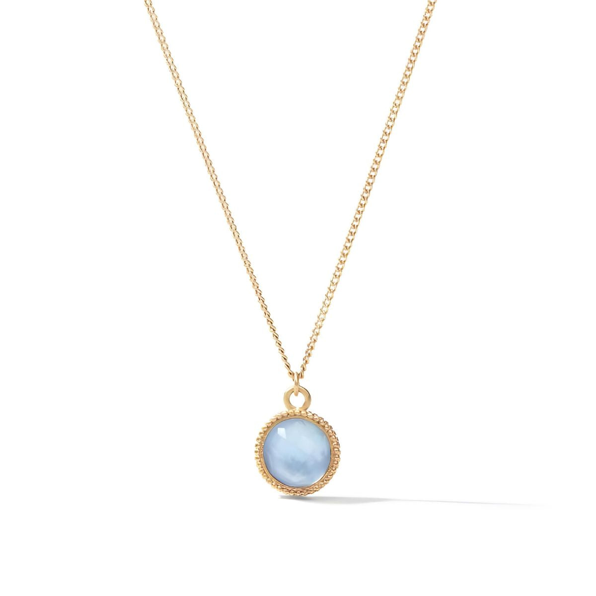 Julie Vos Fleur-de-Lis Solitaire Necklace - Iridescent Chalcedony Blue