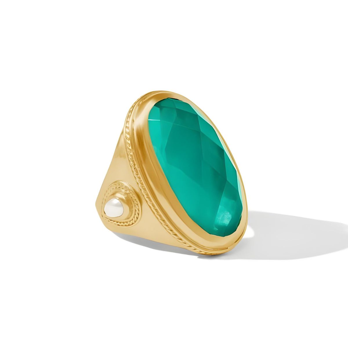 Julie Vos Cannes Statement Ring - Iridescent Emerald Green Size 8