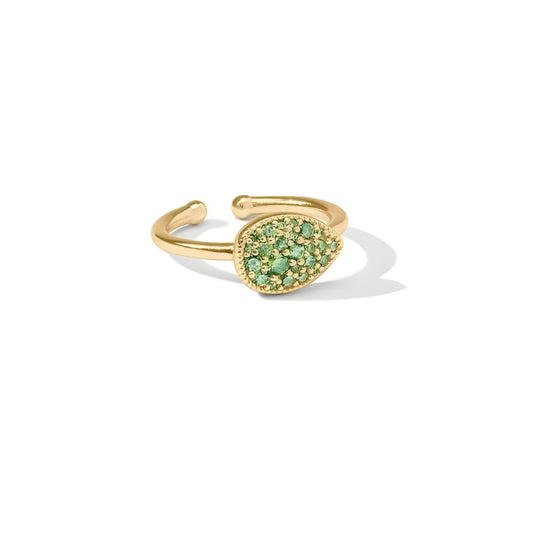 Julie Vos Pavé Teardrop Stacking Ring - Peridot Green - One Size