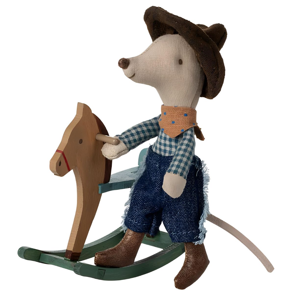 Maileg Cowboy Mouse on Rocking Horse, Little Brother