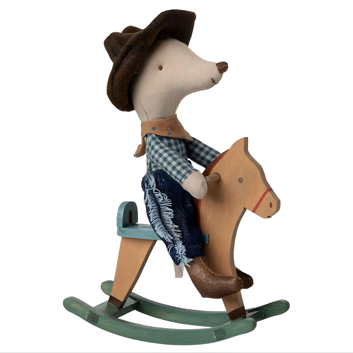Maileg Cowboy Mouse on Rocking Horse, Little Brother