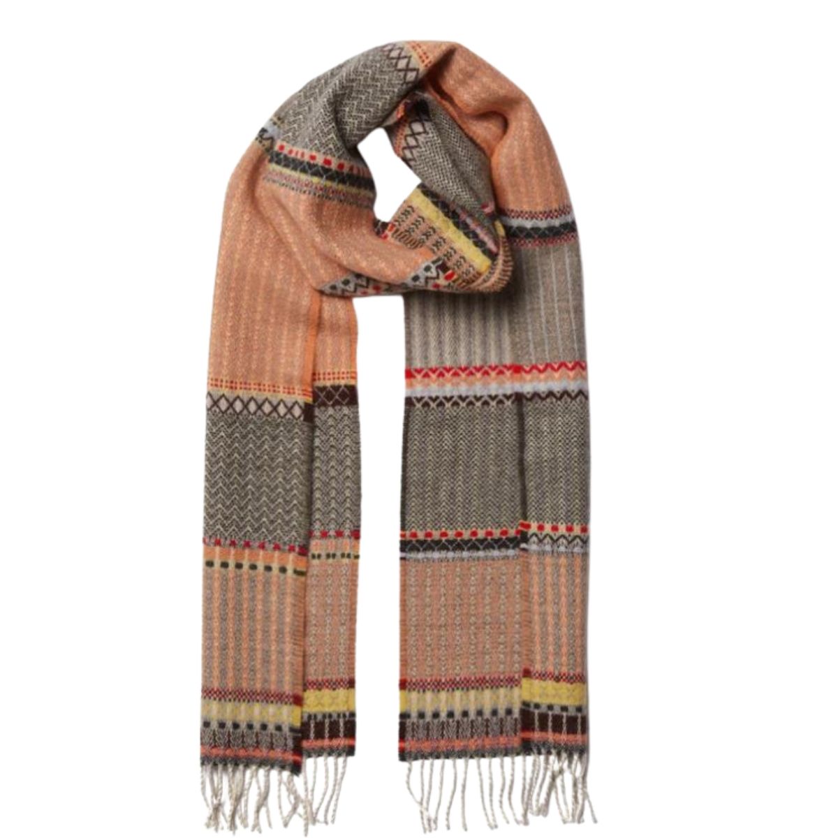 Wallace Sewell Cassia Peach Lambswool Pattern Scarf