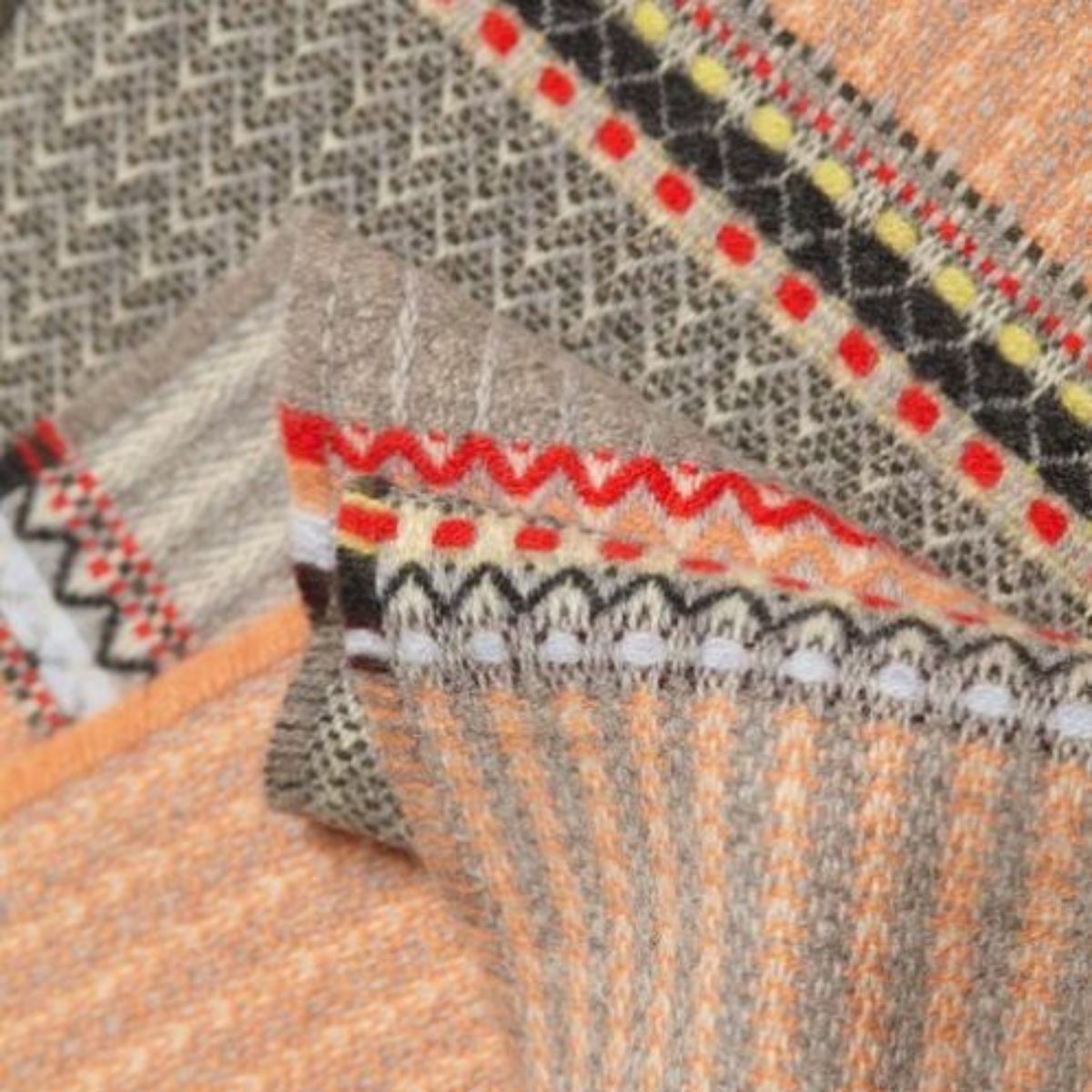 Wallace Sewell Cassia Peach Lambswool Pattern Scarf
