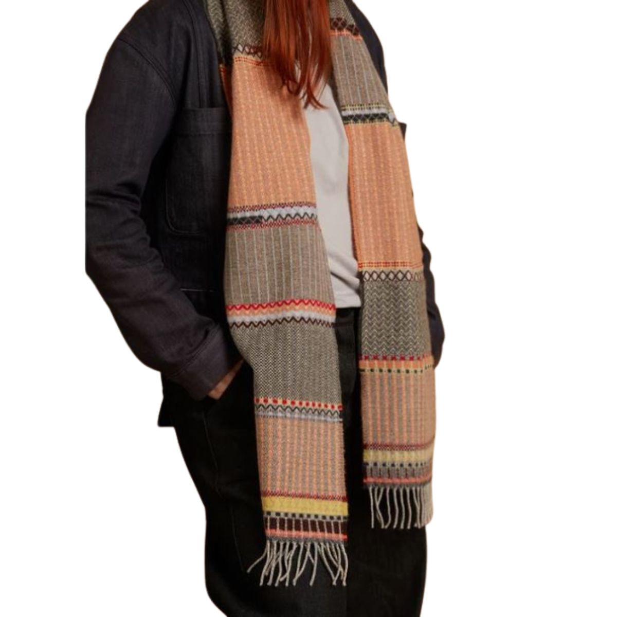 Wallace Sewell Cassia Peach Lambswool Pattern Scarf