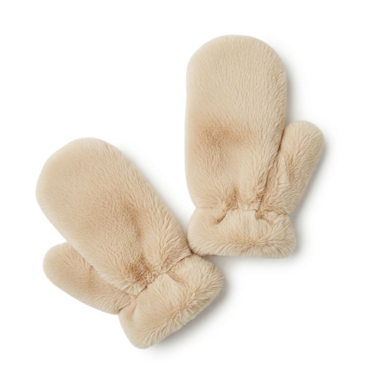 Mersea Chamonix Faux Fur Mittens - Oatmeal Cream/Black - One Size