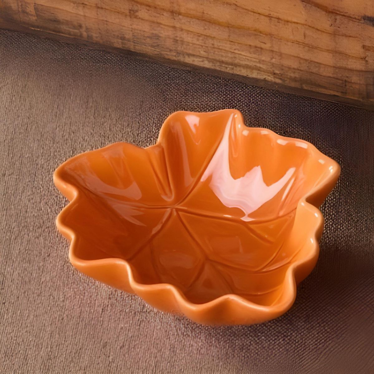 Autumn Meadows Orange Leaf Bowl