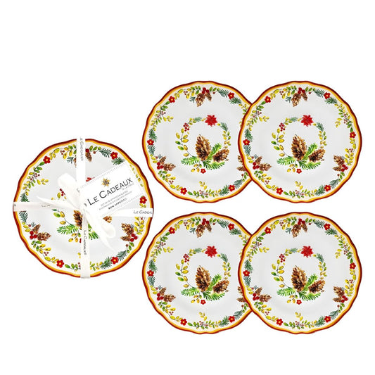 Le Cadeaux Noelle Melamine Appetizer Plate 6.5"  (Set of 4)
