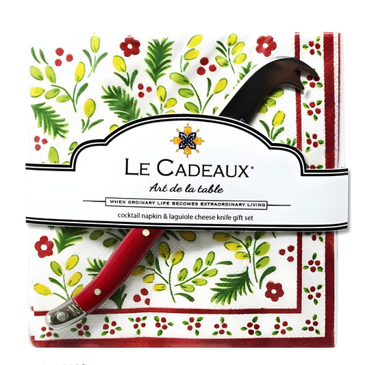 Le Cadeaux Noelle Cocktail Napkin & Cheese Knife Set