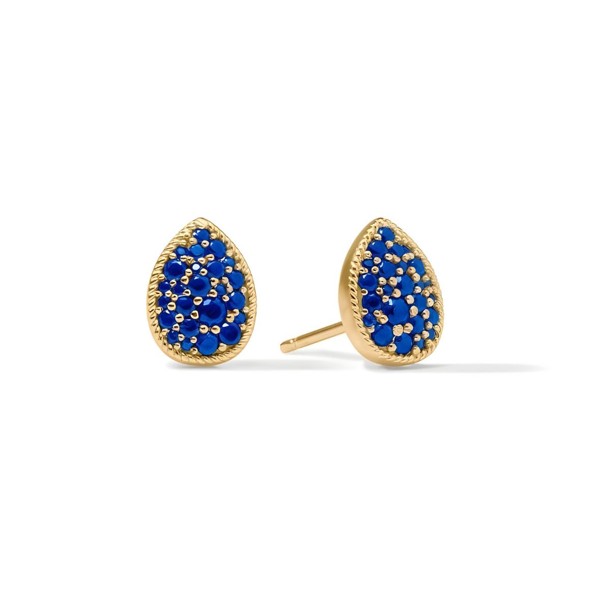 Julie Vos Pave Teardrop Stud - Sapphire Blue