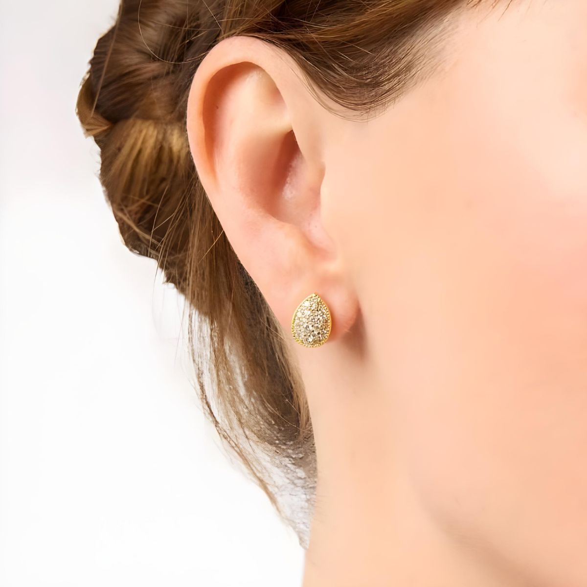 Julie Vos Pave Teardrop Stud - Sapphire Blue
