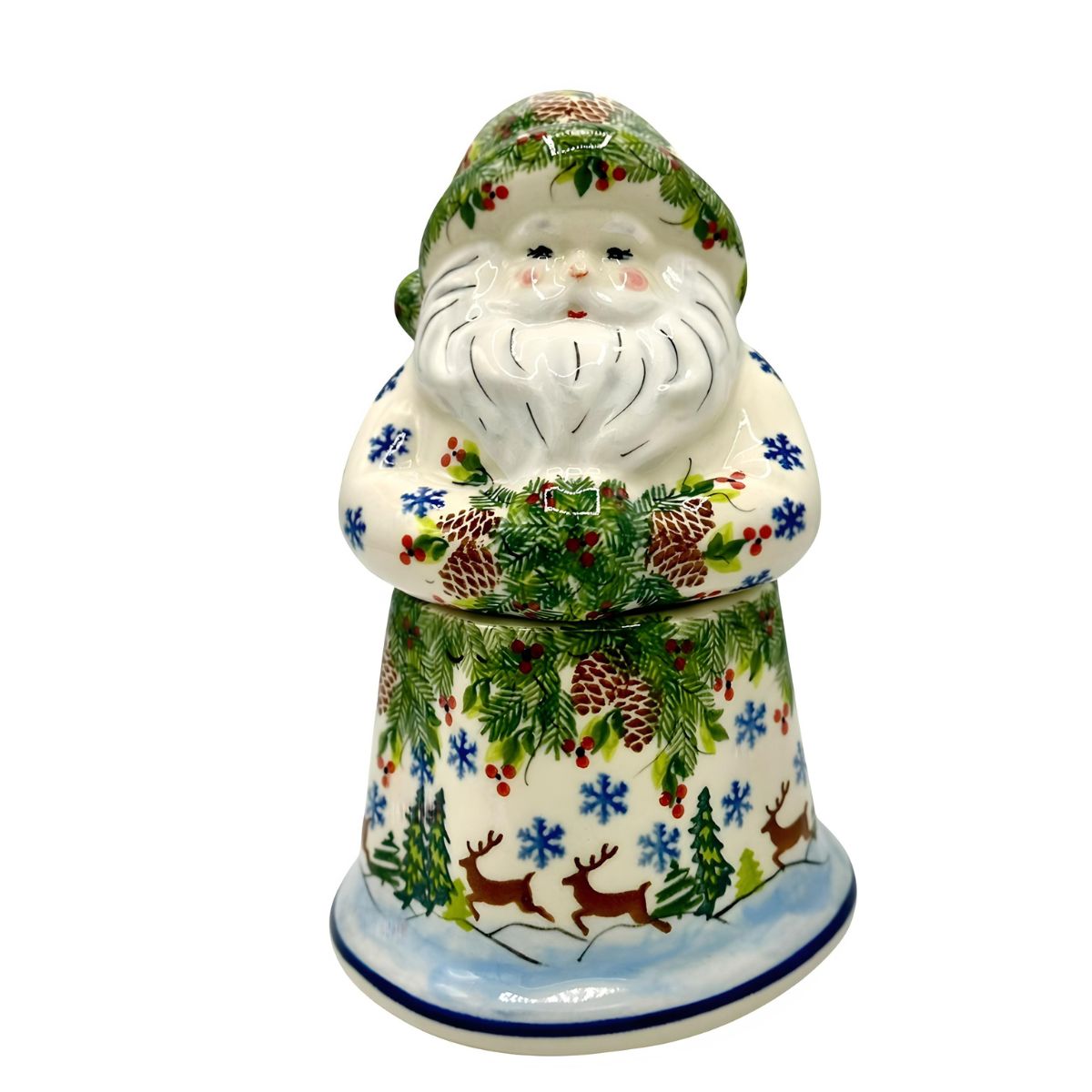 Polish Pottery Reindeer Santa Jar