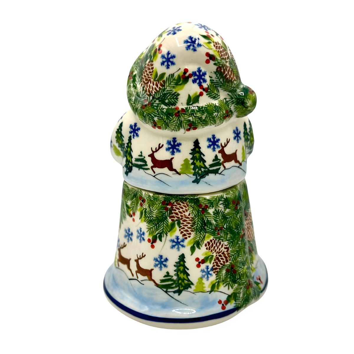 Polish Pottery Reindeer Santa Jar