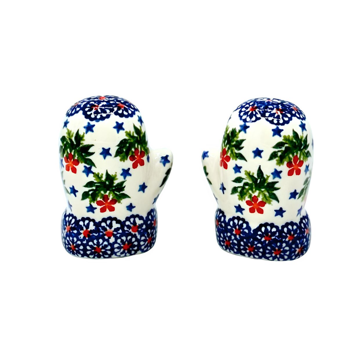 Polish Pottery Holiday Mitten Salt & Pepper Set