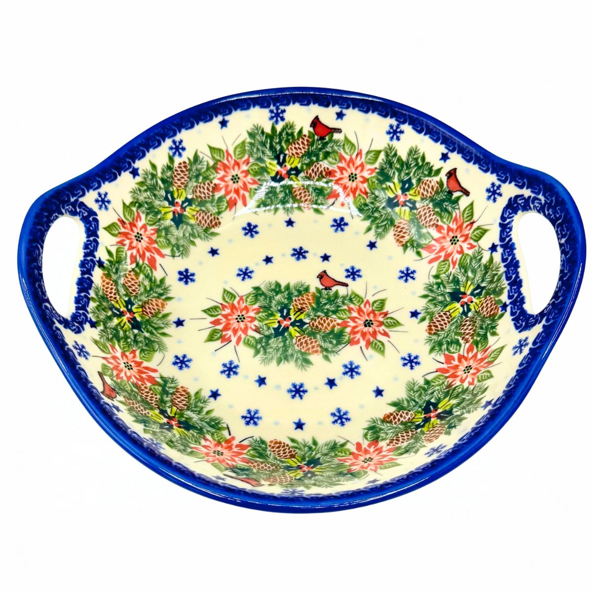 Polish Pottery Holiday Bowl with Handles