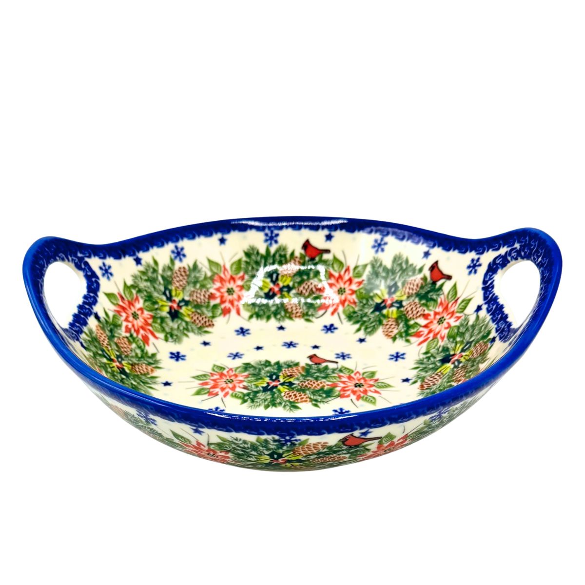 Polish Pottery Holiday Bowl with Handles