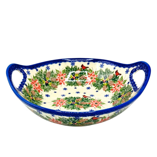 Polish Pottery Holiday Bowl with Handles