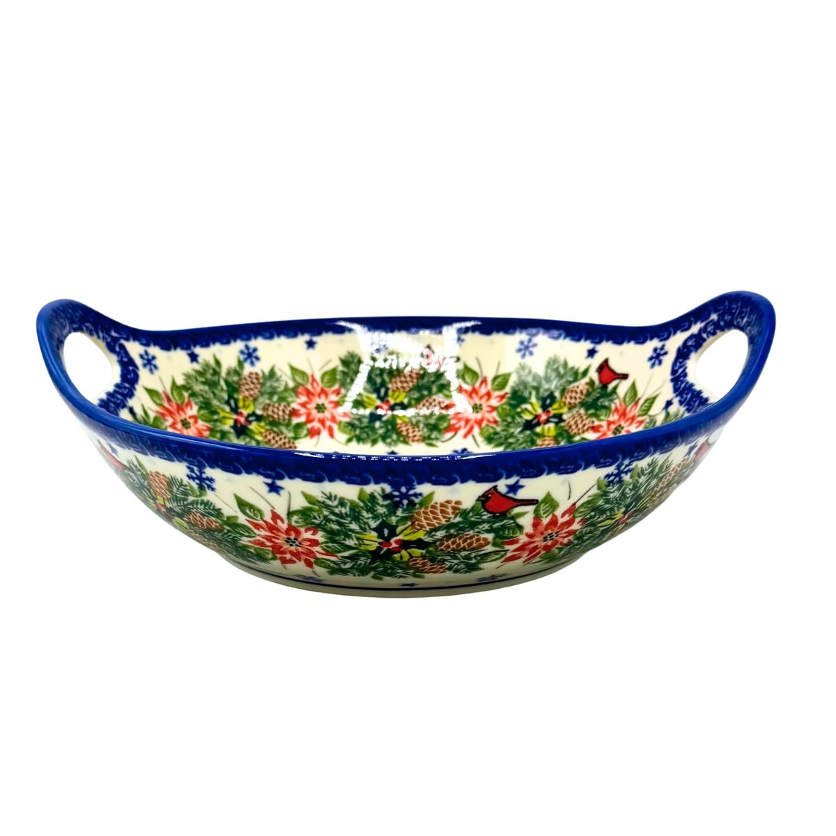 Polish Pottery Holiday Bowl with Handles